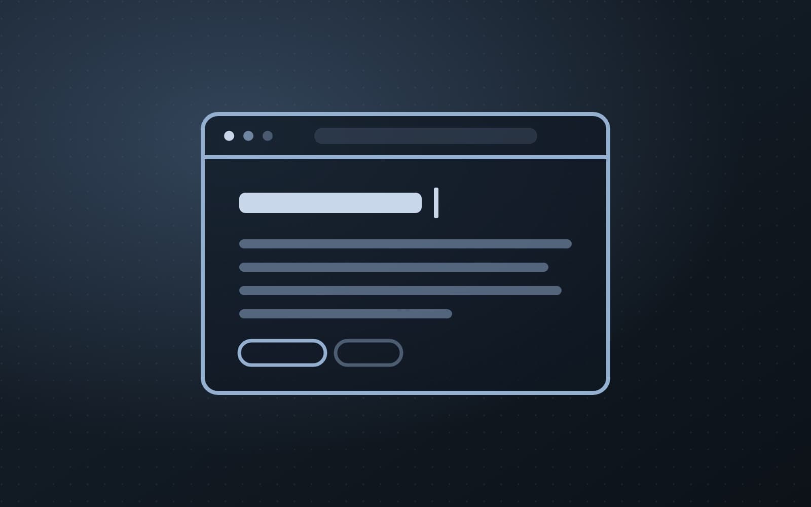 A browser window with a blinking cursor